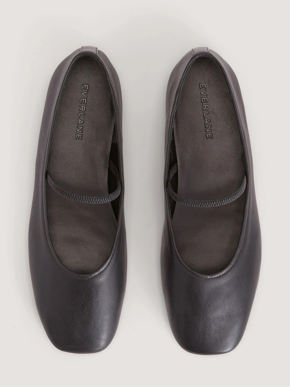 Everlane The Day Mary Jane Black Leather Flats Size 8